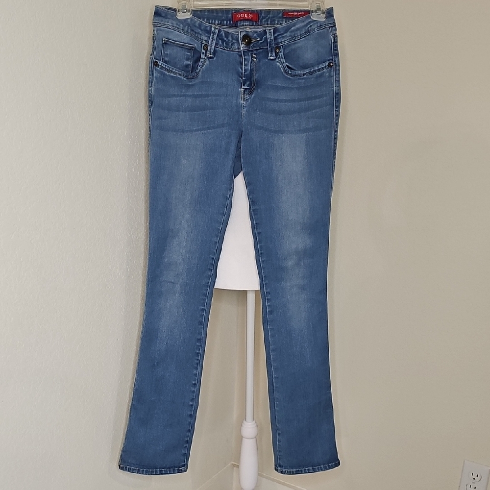 Guess "Visha Fit" Medium Rise Slim Boot Light Wash Jeans Women's 28